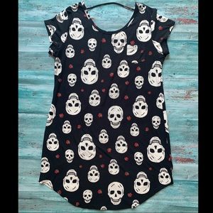 No Boundaries Juniors plus Black Skull & Rose Scoop Dress sz 3X